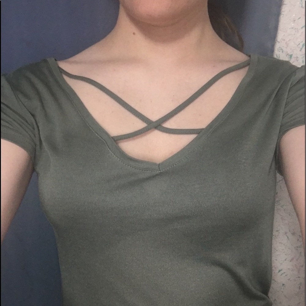 Rue 21 Green V-Neck Tee *Brand New*